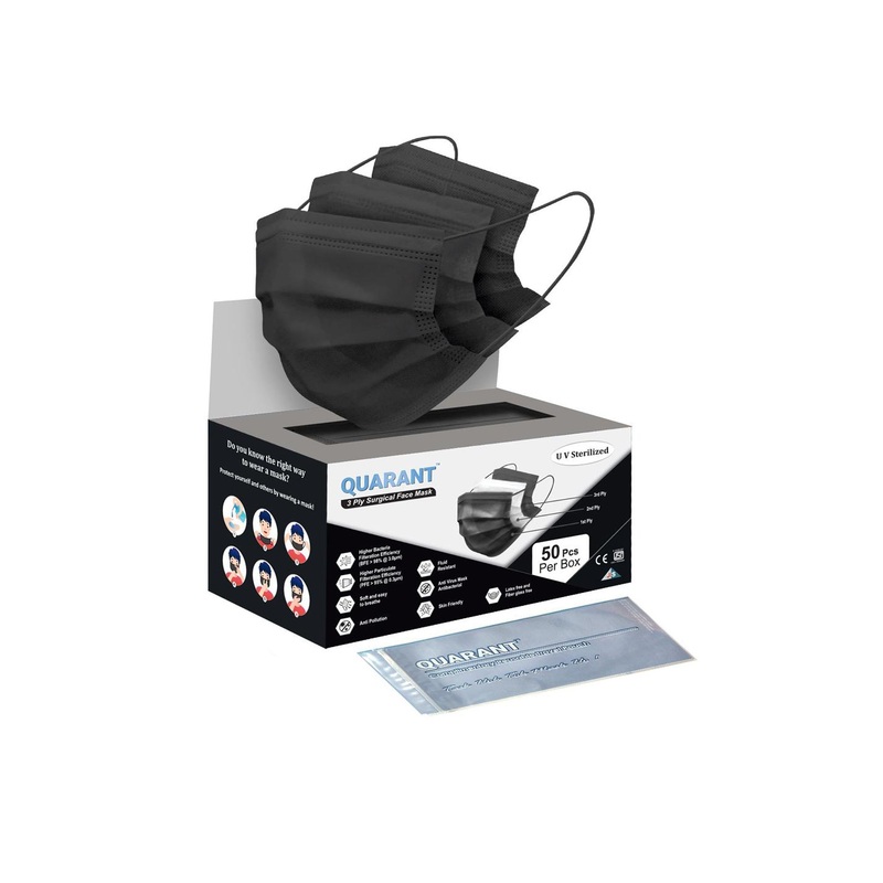 QUARANT Pack Of 50 3 Ply Anti Pollution Disposable Face Masks