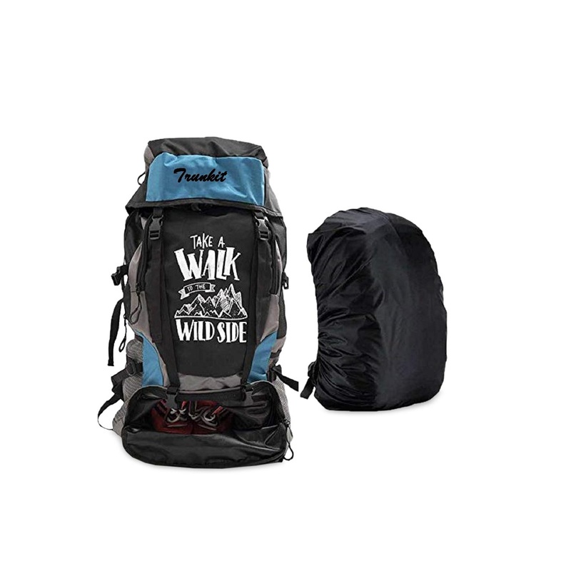 TRUNKIT Blue And Black Printed Trekking Hiking Travel Bag Rucksacks