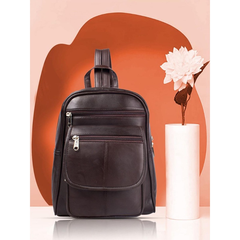 CIMONI Unisex Solid Leather Backpack