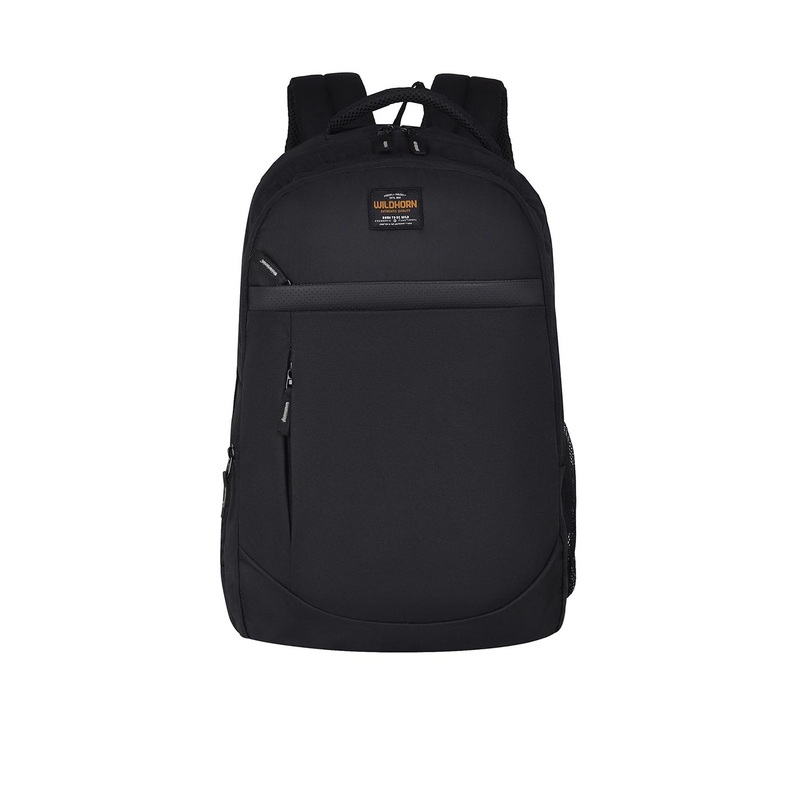 WildHorn Unisex Black Backpack with Compression Straps