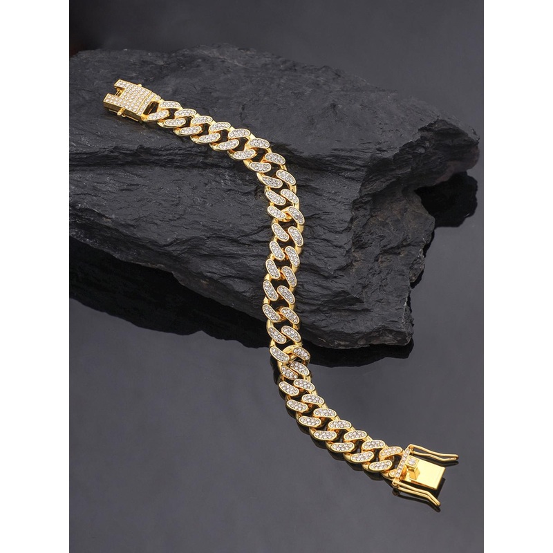 Yellow Chimes Men Gold-Toned & White Gold-Plated Link Bracelet