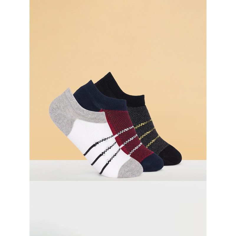Ajile by Pantaloons Men Pack Of 3 Striped Shoe Liners Socks