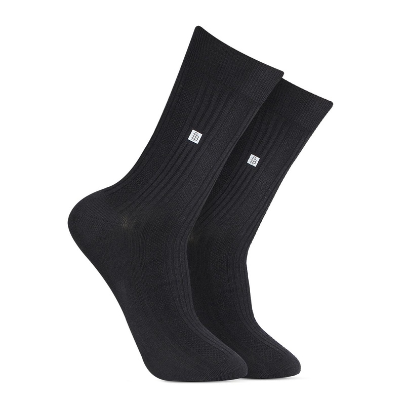 Bonjour Men Black Solid Calf Length Formal Socks