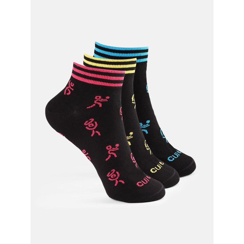 CULT Men Pack Of 3 Printed R11 Non Terry Ankle Length Socks