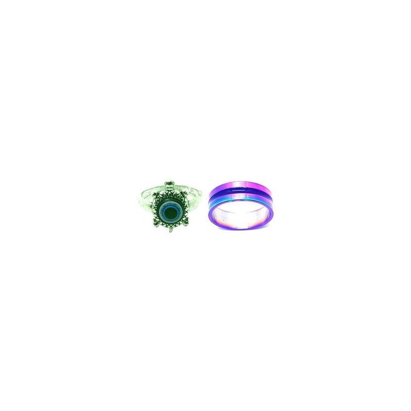 Dynamic Retail Global Set of 2 Rings for Men & Women, Green-Multicolor Alloy Ring ()
