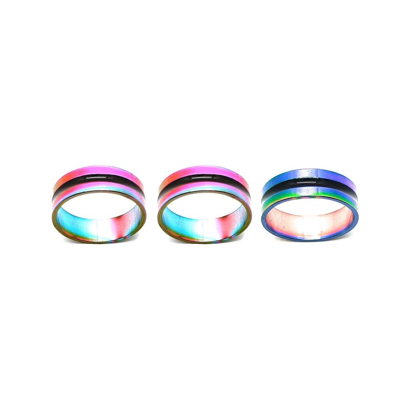 Dynamic Retail Global Set of 3 Rings for Men & Women, Multicolor-Multicolor Alloy Ring ()