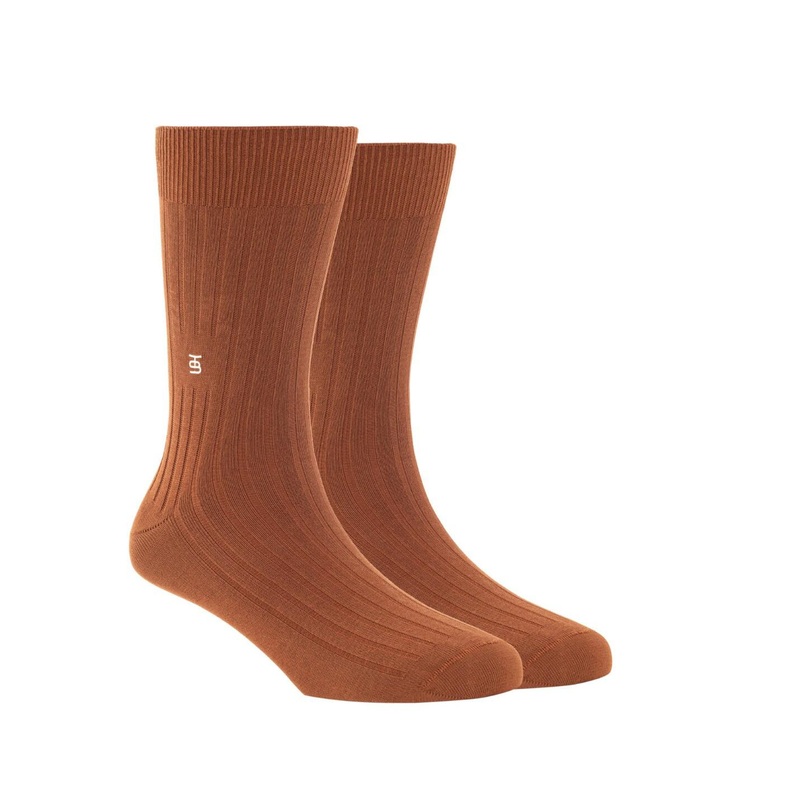 SockSoho Men Brown Solid Calf-Length Socks