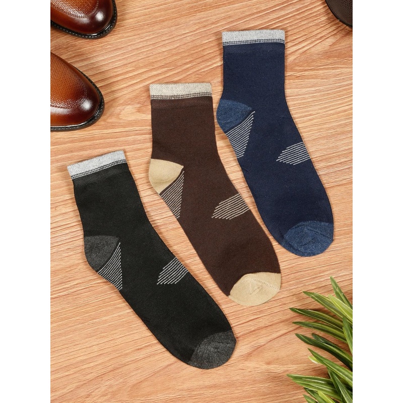 Teakwood Leathers Men Pack Of 3 Cotton Above Ankle Length Socks