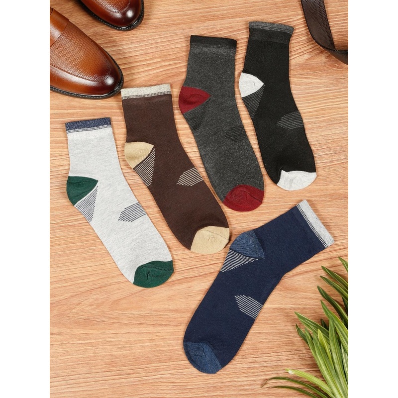 Teakwood Leathers Men Pack Of 5 Cotton Above Ankle Length Socks