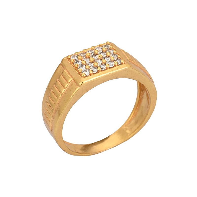AanyaCentric Men Gold Plated Artificial Stones and Beads Finger Ring