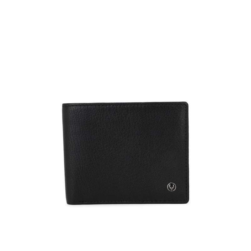 Allen Solly Men Black & Orange Textured Leather Two Fold Wallet