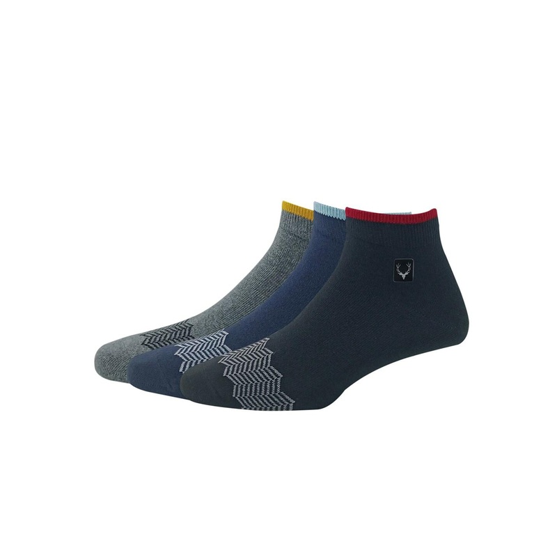Allen Solly Men Pack Of 3 Patterned Ankle-Length Cotton Socks