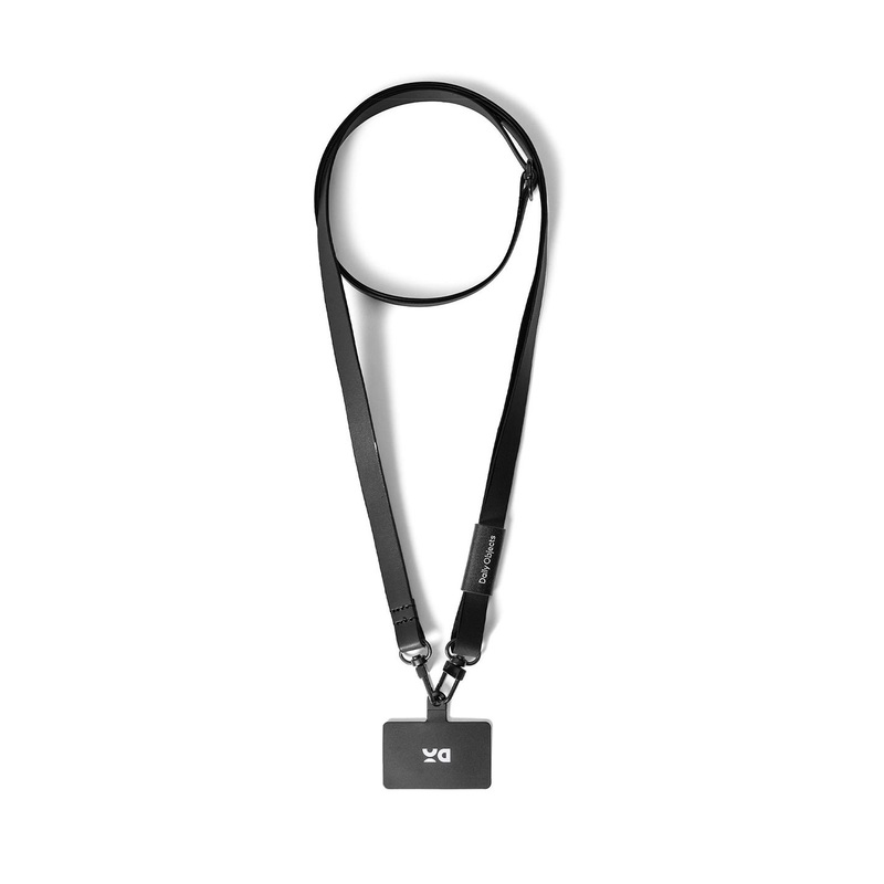 DailyObjects Black Leatherite Crossbody Phone Lanyard Strap