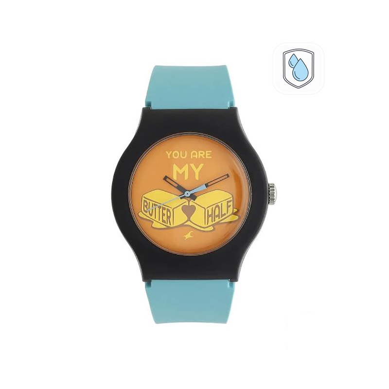 Fastrack Unisex Orange Printed Dial & Blue Straps Analogue Watch 9915PP67