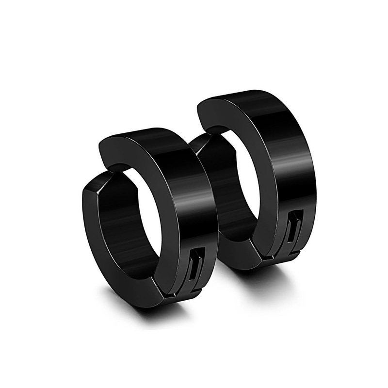 Roadster Men Stainless Steel Clip-on Press Circular Shaped Hoop Earrings