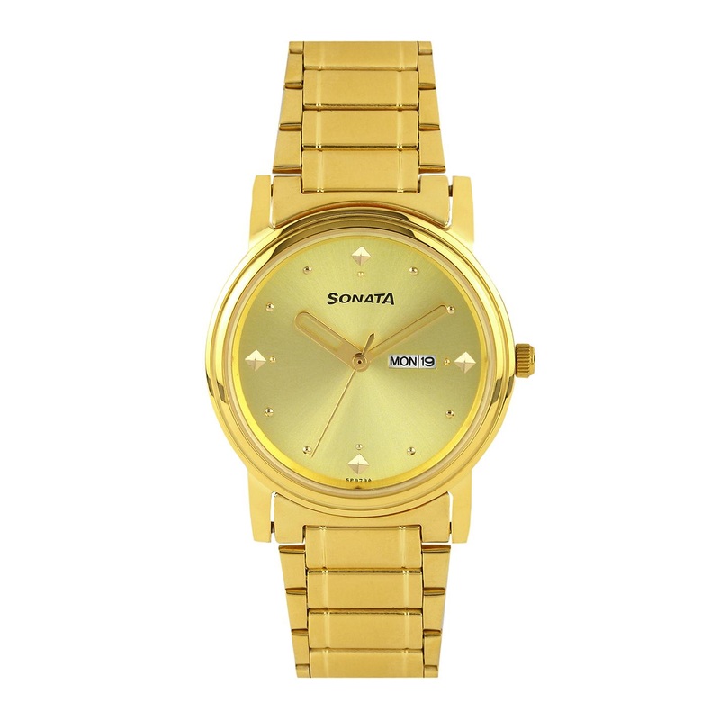 Sonata Men Gold-Toned Dial Watch NC1141YM13
