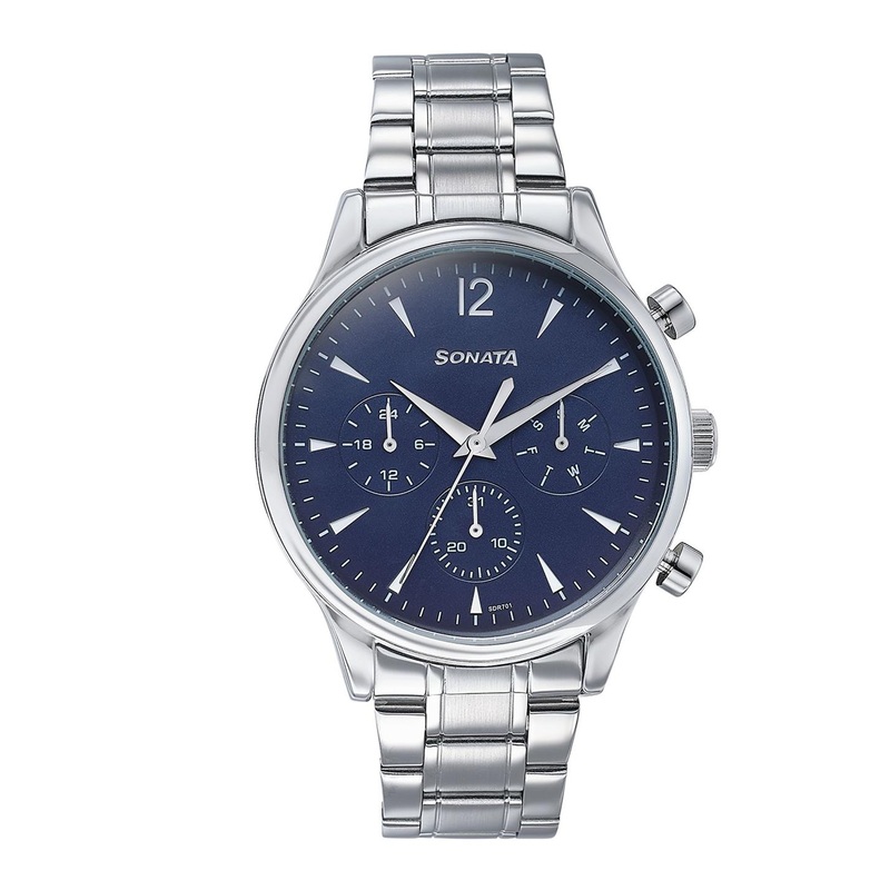 Sonata Men Skeleton Dial & Reset Time Analogue Watch 77146SM02