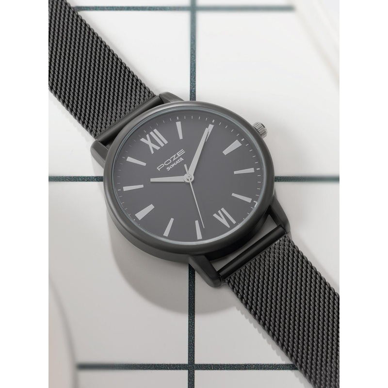 Sonata Poze Men Embellished Dial & Bracelet Style Straps Analogue Watch SP70039KM02W