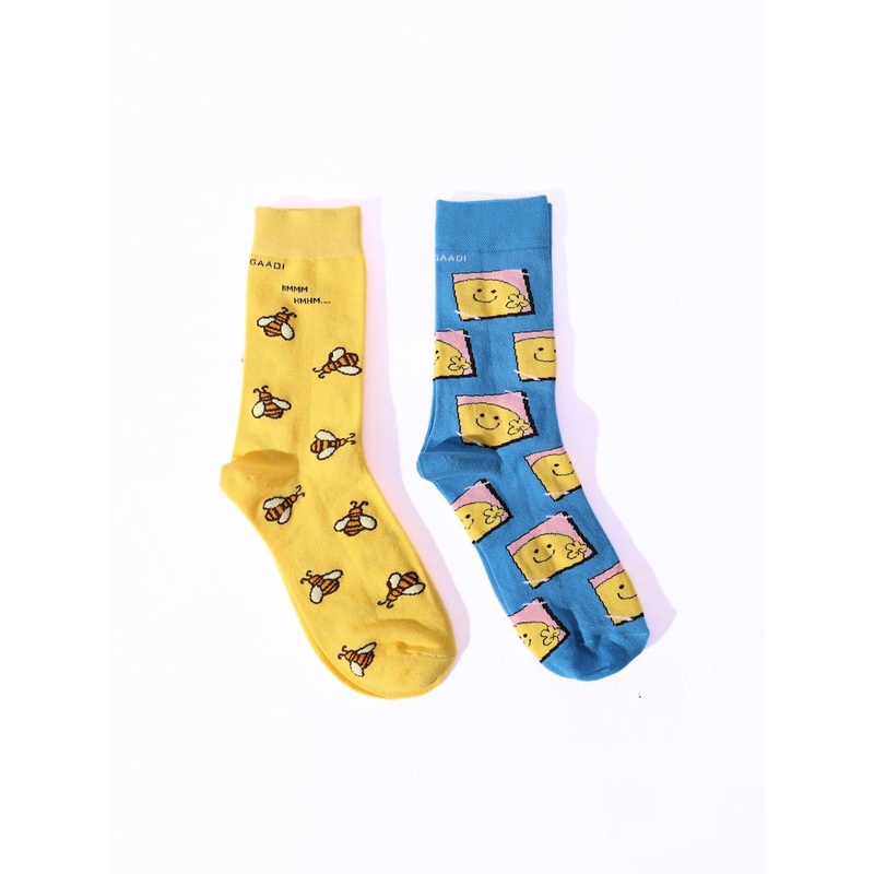 Thela Gaadi Unisex Pack Of 2 Patterned Calf-Length Socks