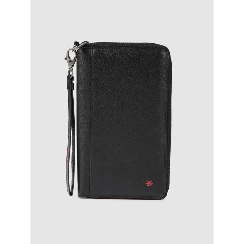 WROGN Men Black Solid Leather Passport Holder