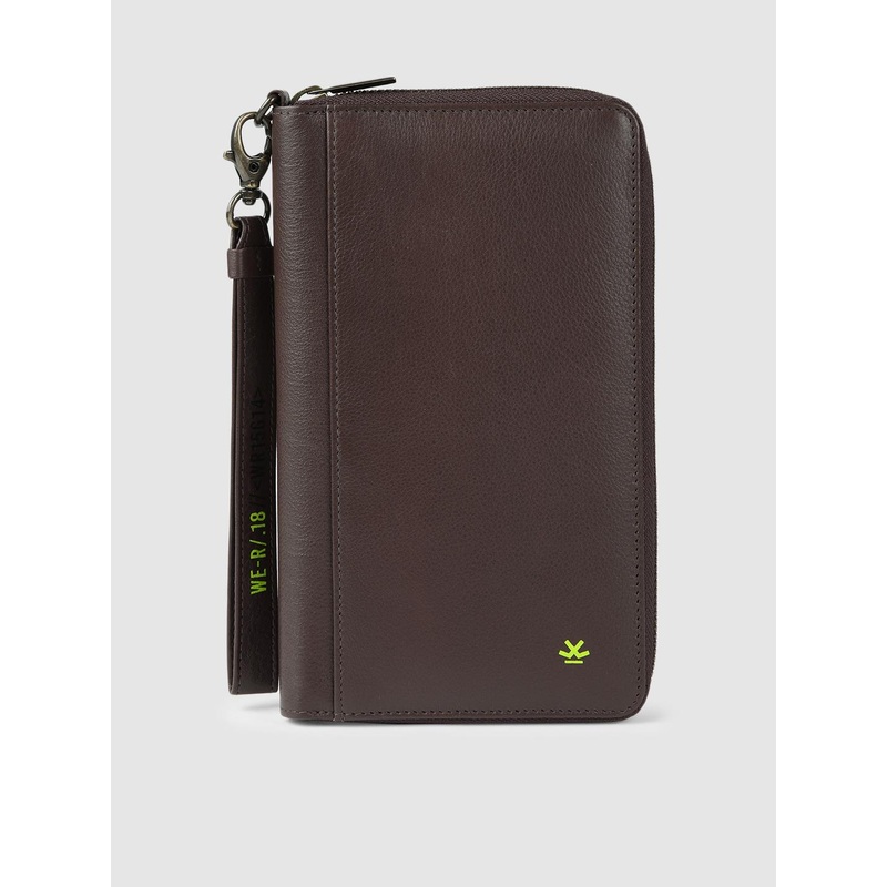 WROGN Men Brown Solid Leather Passport Holder