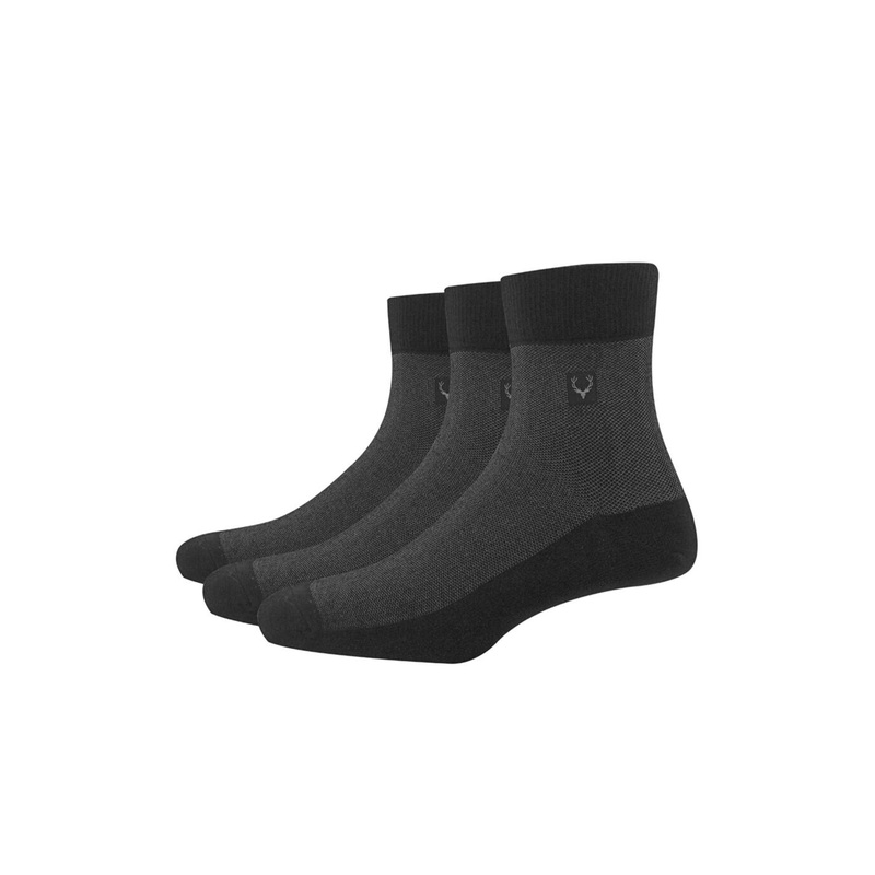 Allen Solly Men Pack Of 3 Black Solid Above Ankle-Length Socks