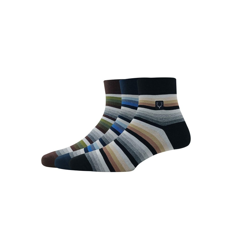 Allen Solly Men Pack Of 3 Striped Ankle-Length Cotton Socks