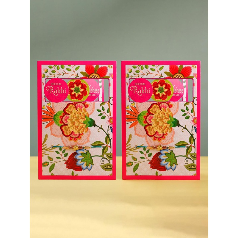Archies Set Of 2 Beautiful Rakhi & Greeting Card With Roli Chawal