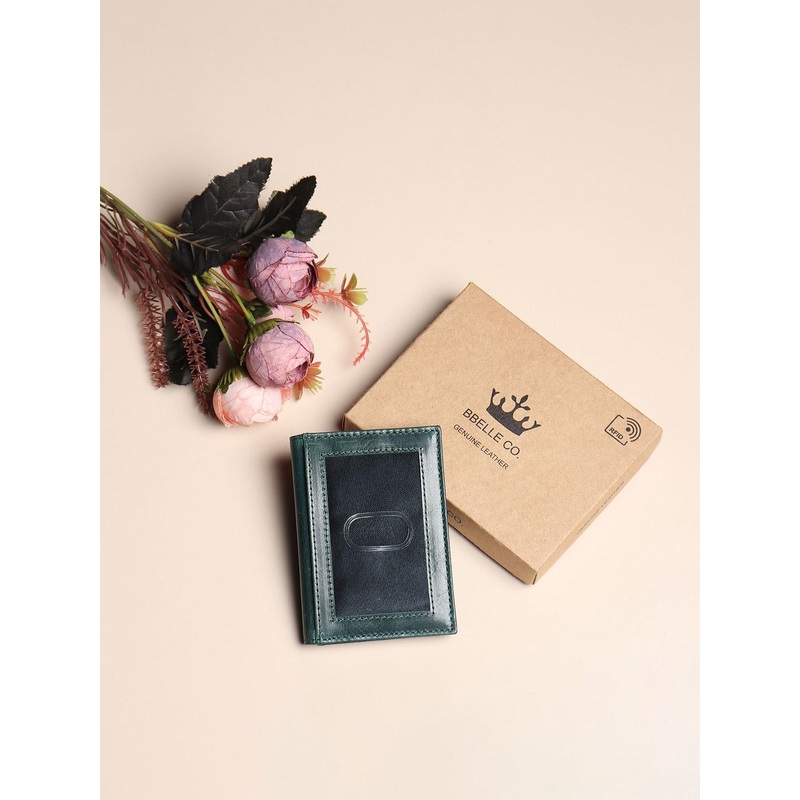 BBELLE CO. Men Textured Leather Card Holder with SD Card Holder