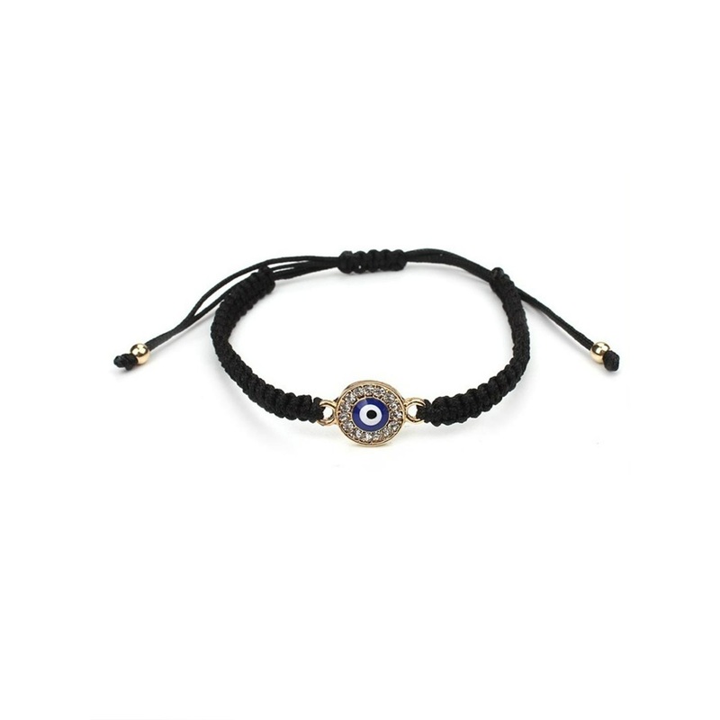 EL REGALO Unisex Black & Blue Charm Evil Eye Bracelet