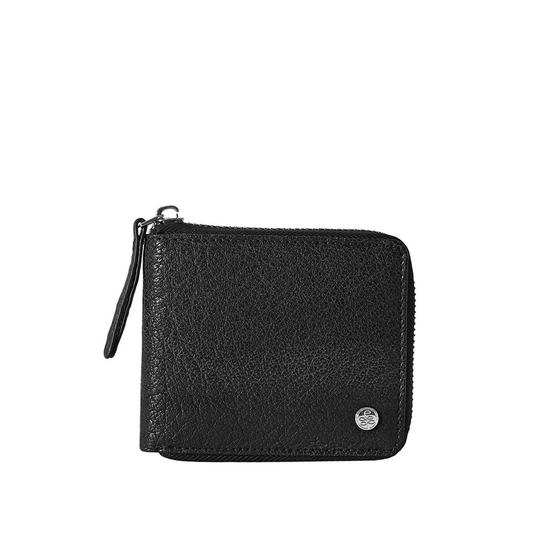 Eske Men Black Solid Zip Around Leather Wallet