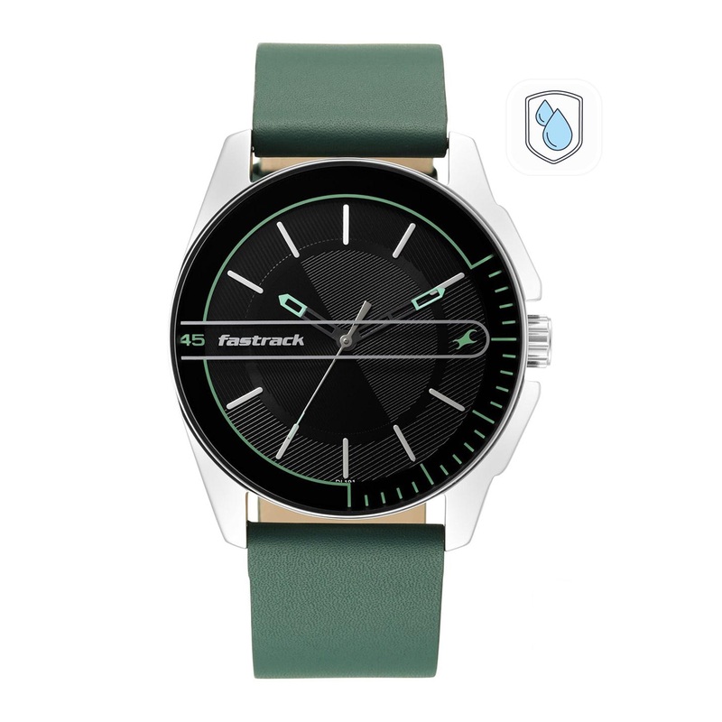 Fastrack Men Black & Green Analogue Watch 3089SL16