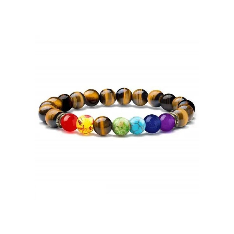 HEALINGGEMS Tiger Eye with 7 Chakra Bracelet