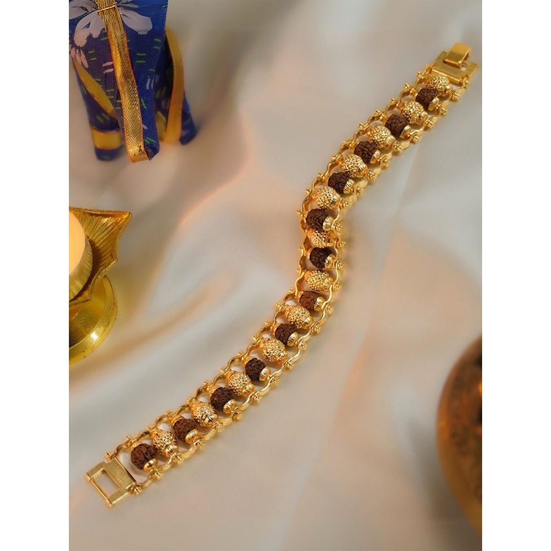 Japam Gold Plated Golden Beads Modern Rudraksha Bracelet