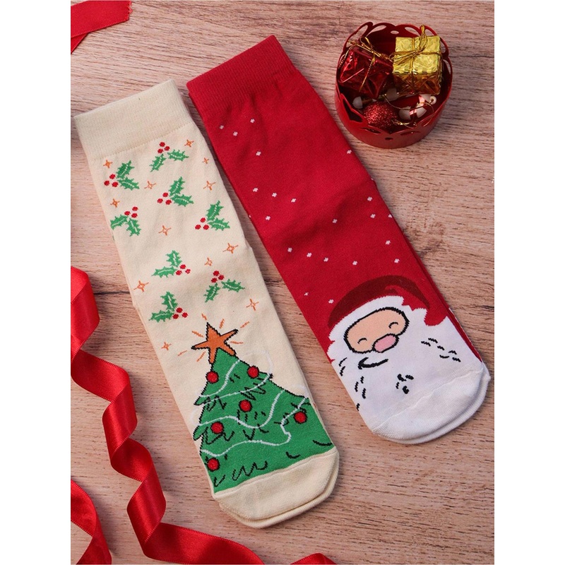 Thela Gaadi Pack Of 2 Christmas Patterned Calf length Socks