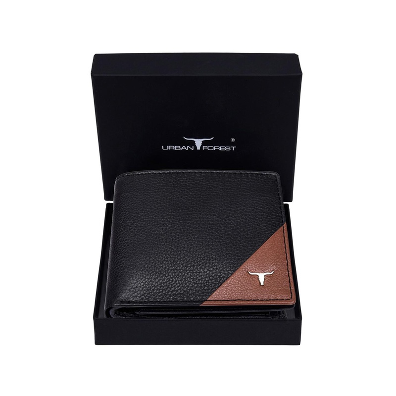 URBAN FOREST Men Colourblocked RFID Leather Two Fold Wallet