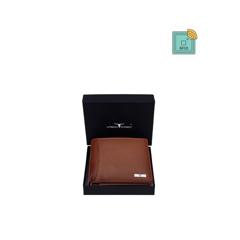 URBAN FOREST Men Tan Leather Two Fold Wallet