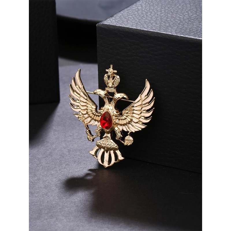 Yellow Chimes Men Gold-Plated Crystal Studded Eagle Brooch