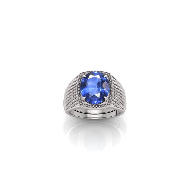 14.25 Ratti Natural Lab Certified Neelam Blue Sapphire Gemstone Ring With Lab Certificate