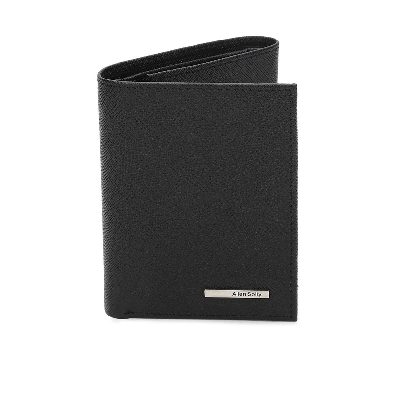Allen Solly Men Black Snakeskin Textured Three Fold Leather Wallet