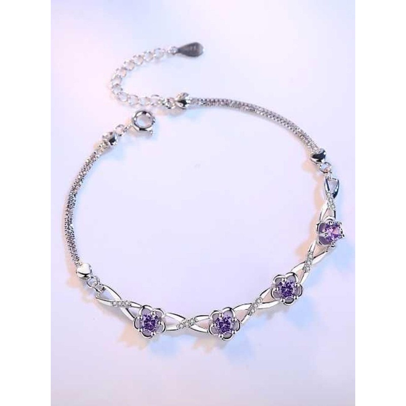 Bling Queen Stainless Steel Cubic Zirconia Studded Link Bracelet