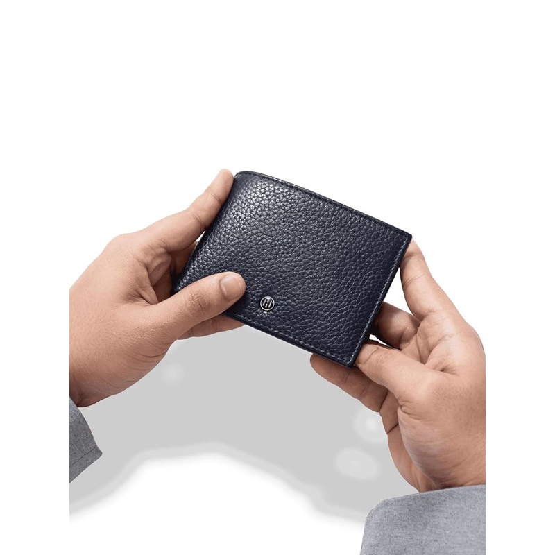 HALDEN Men Textured Embellished Leather Two Fold Wallet