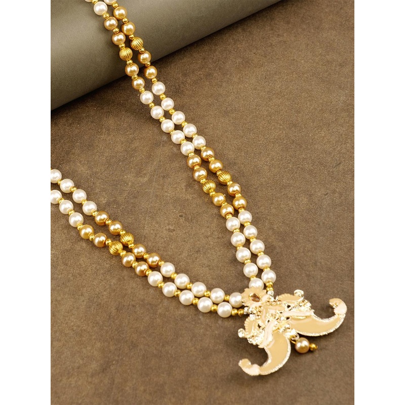 JIYANSHI FASHION Gold-Plated Pearls Beaded Statement Necklace