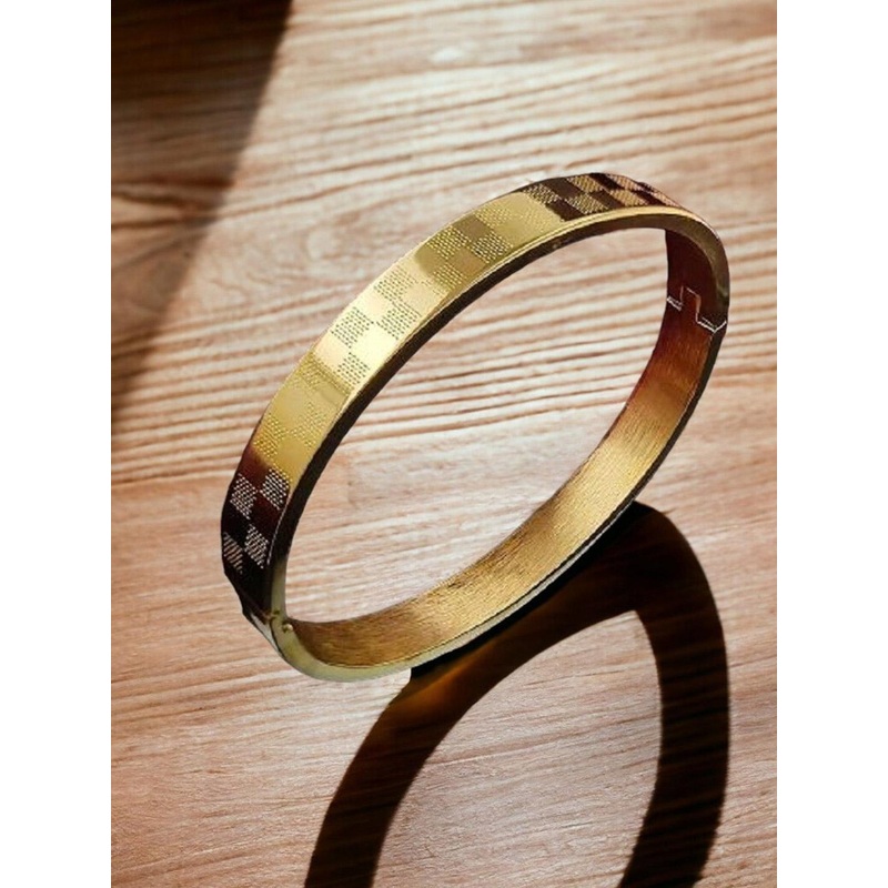 SZN Gold-Plated Stainless Steel Enamelled Kada Bracelet