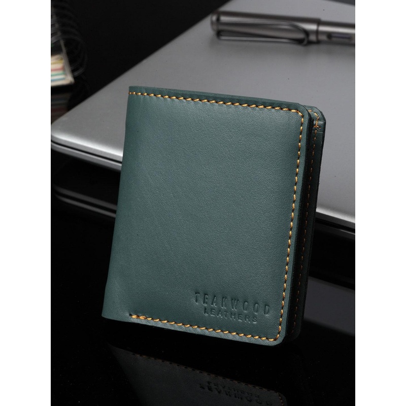 Teakwood Leathers Men Green Solid Leather Two Fold Wallet