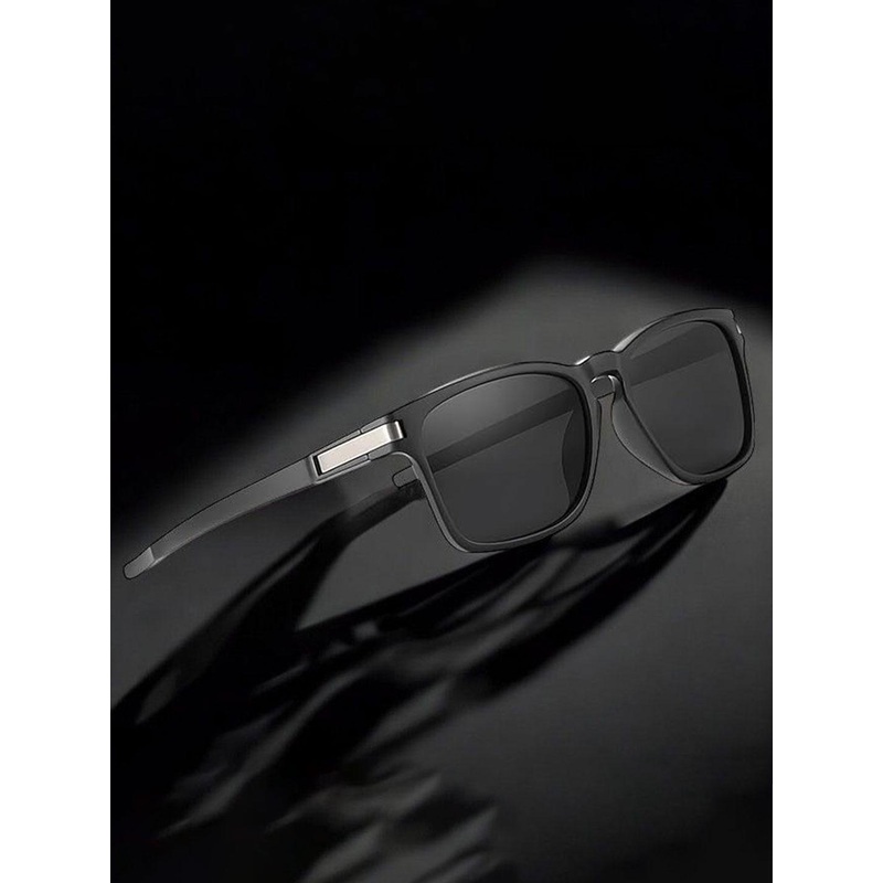 The Roadster Lifestyle Co. Unisex Rectangle Polarized Sunglasses MOTO X2 FULL BLACK