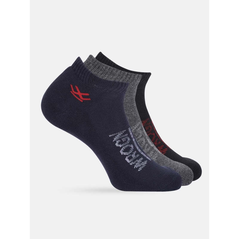 WROGN Unisex Pack of 3 Patterned Ankle Length Socks
