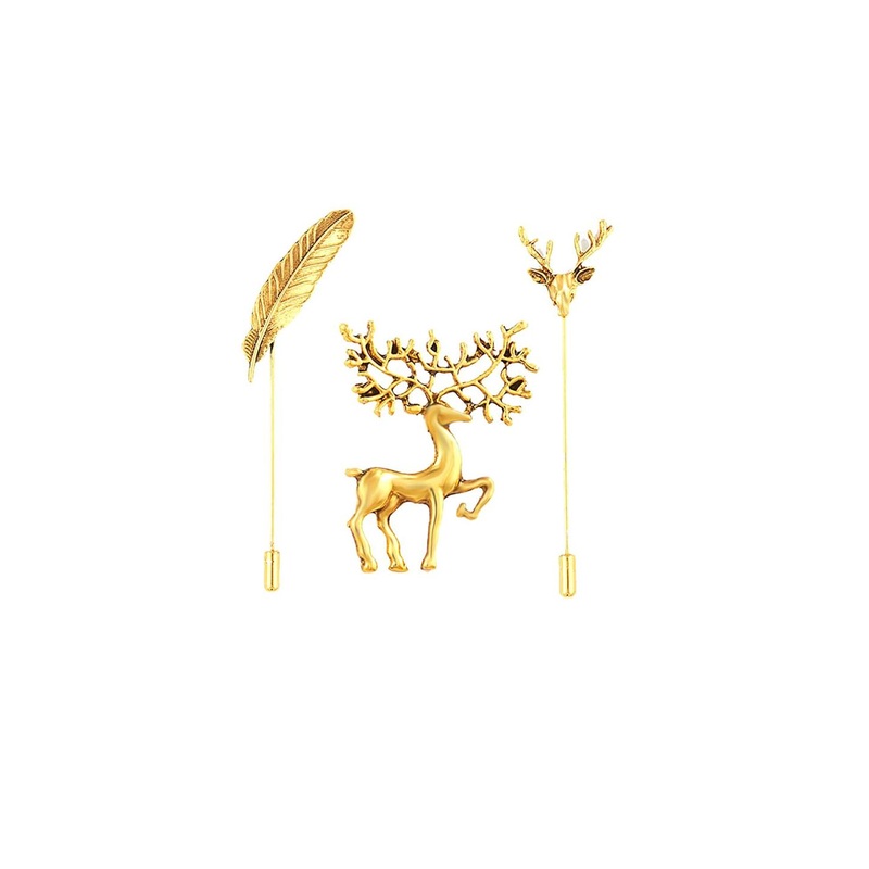 Yellow Chimes Men Set Of 3 Gold-Toned Minimal Lapel Pin