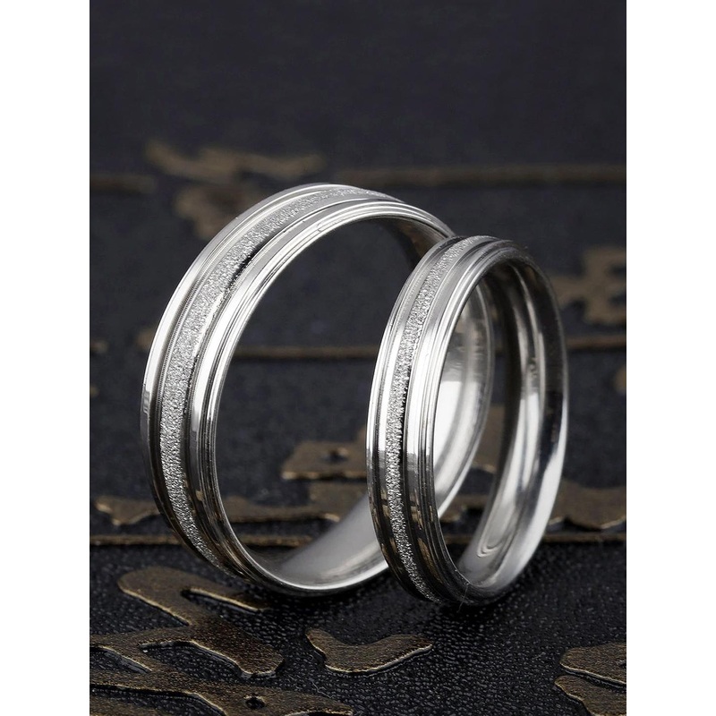 Yellow Chimes Stainless Steel Dazzling Stardust Couple Rings