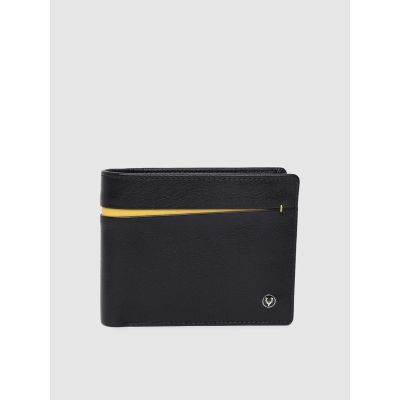 Allen Solly Men Black Solid Genuine Leather Two Fold Wallet
